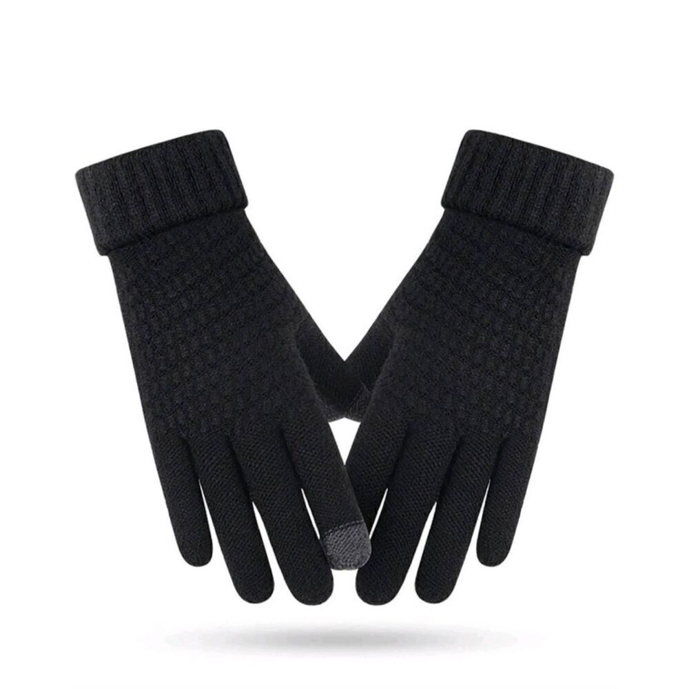 Ladies Black Winter Knit Gloves - Brand New